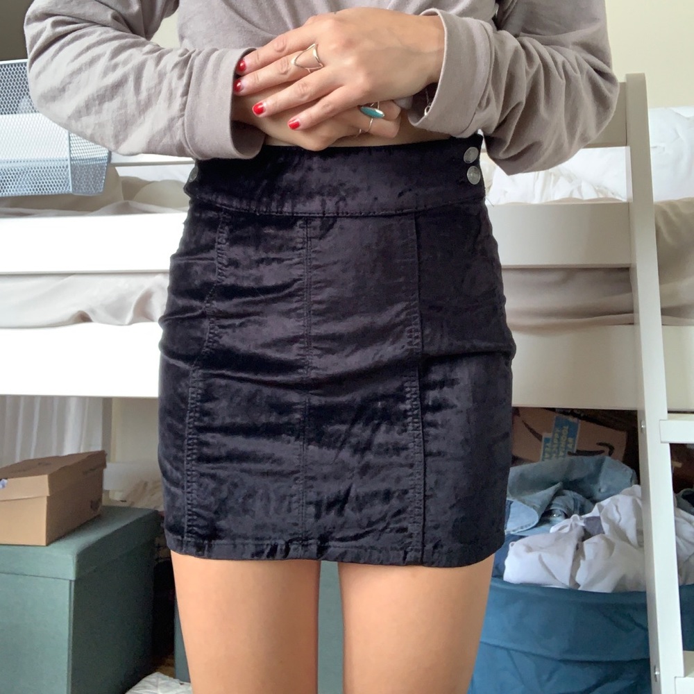 Free People Velvet Mini Skirt with zip back